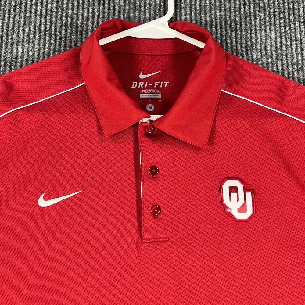 Oklahoma Sooners Polo Shirt Nike Mens Medium Red Short Sleeve SEC Football